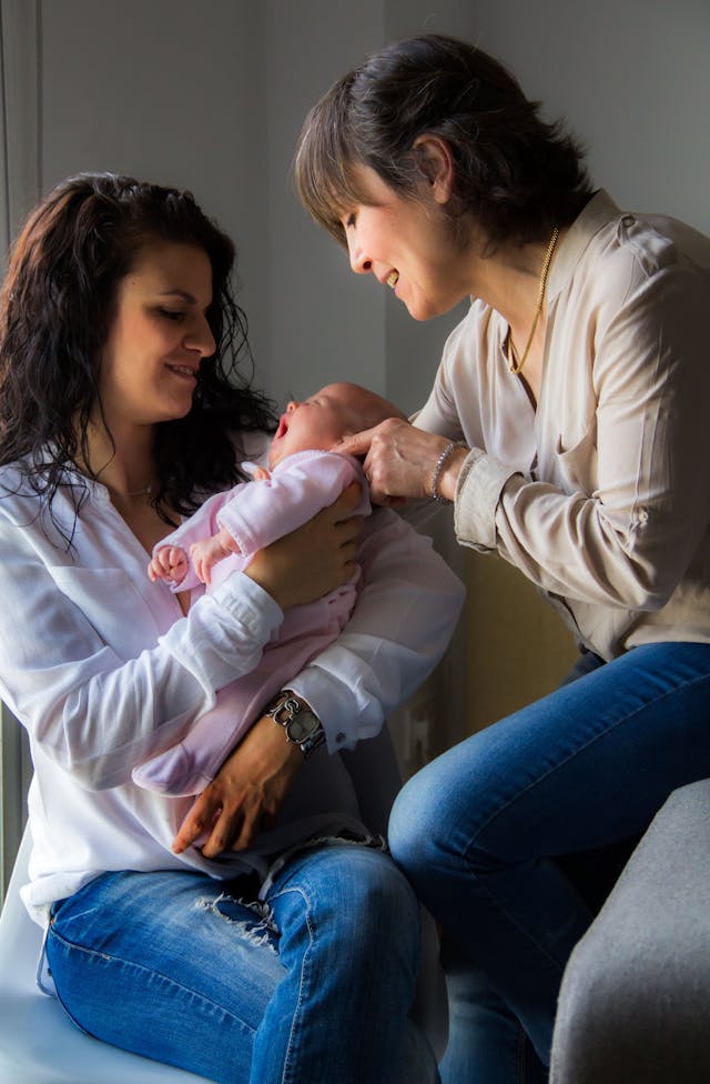 Mother with new baby